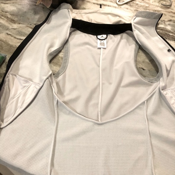 Adidas Full Zip high-neck Vest w/side zip pockets, Ivory & Grey Size Small - Picture 7 of 12